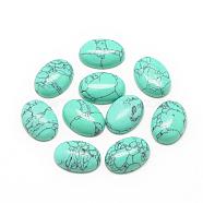 Synthetic Turquoise Cabochons, Dyed, Oval, 25x18x6~7mm(G-R415-18x25-44)
