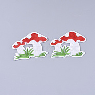 Computerized Embroidery Cloth Iron on/Sew on Patches, Appliques, Costume Accessories, Mushroom, Colorful, 46x60x1.5mm(X-FIND-T030-271)