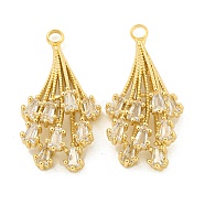 Brass Micro Pave Clear Cubic Zirconia Pendants, Firework , Real 18K Gold Plated, 30x15.5x7mm, Hole: 2.5mm(KK-P263-10G)