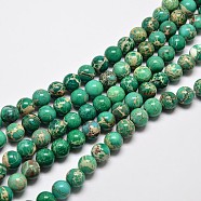 Natural Imperial Jasper Beads Strands, Round, Dyed, Dark Cyan, 6mm, Hole: 1mm, about 62pcs/strand, 15 inch(X-G-I122-6mm-05)