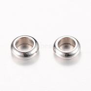 201 Stainless Steel Spacer Beads, Stainless Steel Color, 4.5x1.5mm, Hole: 3mm(STAS-T005-04)