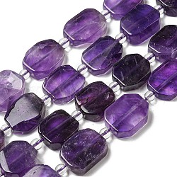 Natural Amethyst Beads Strands, with Seed Beads, Faceted Rectangle, 13~17x12~13x5~7mm, Hole: 1.2mm, about 20~22pcs/strand, 15.24~15.28 inch(38.7~38.8cm)(G-G072-B04-02)