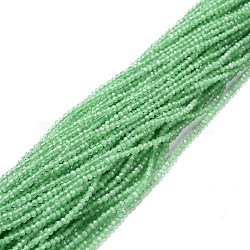 Cat Eye Beads Strands, Round, Faceted, Light Green, 2mm, Hole: 0.2mm, 14.17 inch(36cm), 174~184pcs/strand(CE-I005-A4)