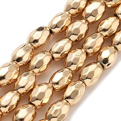 Synthetic Magnetic Hematite Beads Strands, Faceted, Oval, Light Gold Plated, 7x4~4.5x5.5mm, Hole: 1.2mm, about 65pcs/strand, 15.75''(40cm)(G-P518-07KCG)