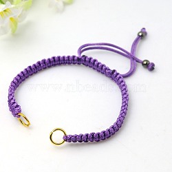 Nylon DIY Bracelet Making, with Hematite Beads and Brass Rings, Golden, Blue Violet, 140~145x4~6mm(AJEW-C001-5)