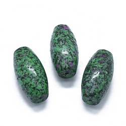 Natural Ruby in Zoisite Two Half Drilled Holes Beads, Dyed, Oval, 49.5~50x25mm, Hole: 2mm(G-G795-11-16)