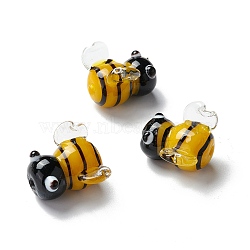 Handmade Lampwork Beads, 3D Bees, Goldenrod, 15.2~16x14.5~16.5x11.2mm, Hole: 1.2~1.4mm(LAMP-I025-08)