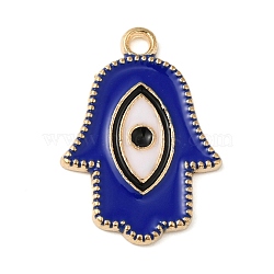 Alloy Enamel Pendants, Golden, Evil Eye Style, Hamsa Hand, 21x15x1.5mm, Hole: 1.6mm(ENAM-U003-01G-02)