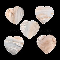 Natural Freshwater Shell Cabochons, Heart, Seashell Color, 49.5~50x50x1.5~2.5mm(SHEL-C010-10A)