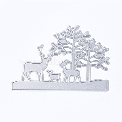 Deer with Tree Frame Carbon Steel Cutting Dies Stencils, for DIY Scrapbooking/Photo Album, Decorative Embossing DIY Paper Card, Matte Platinum Color, 81x117x0.8mm(DIY-F046-05)