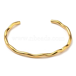 Ion Plating(IP) 304 Stainless Steel Cuff Bangles, Real 18K Gold Plated, Inner Diameter: 2x2-1/4 inch(5x5.8cm)(X-BJEW-H323-01G)