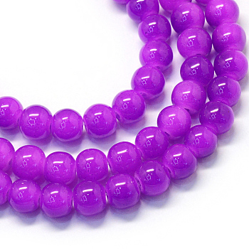 Baking Painted Imitation Jade Glass Round Bead Strands, Dark Violet, 6.5mm, Hole: 1.5mm, about 145pcs/strand, 31.8 inch