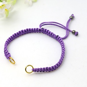 Nylon DIY Bracelet Making, with Hematite Beads and Brass Rings, Golden, Blue Violet, 140~145x4~6mm