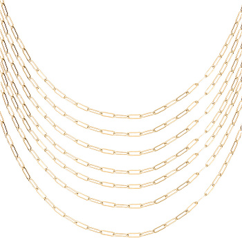 10Pcs Stainless Steel Paperclip Chain Necklaces for Women Men, Real 18K Gold Plated, 16.10 inch(40.9cm)