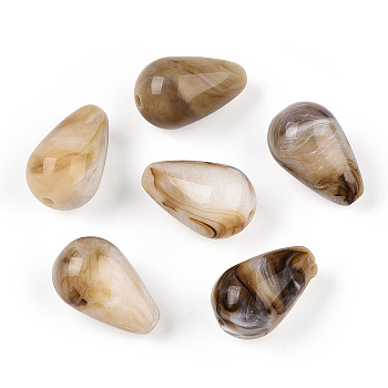 Opaque Acrylic Beads, Teardrop, Tan, 15.5x10mm, Hole: 1.6mm