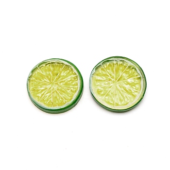 Plastic Imitation Fruit Slice, for Showcase & Photography Props, Lemon, Green, 52x51.5x9mm