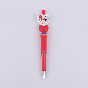 Plastic Ball-Point Pen, Beadable Pen, for DIY Personalized Pen, Teacher's Day, Apple, 145mm