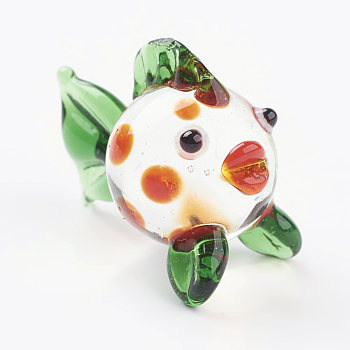 Home Decorations, Handmade Lampwork Display Decorations, GoldFish, Colorful, 23x14x20mm