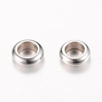 201 Stainless Steel Spacer Beads, Stainless Steel Color, 4.5x1.5mm, Hole: 3mm