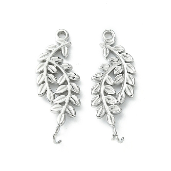 Non-Tarnish 304 Stainless Steel Connector Charms, Leaf Links, Stainless Steel Color, 26.5x9.5x1.5mm, Hole: 1.5x2.5mm