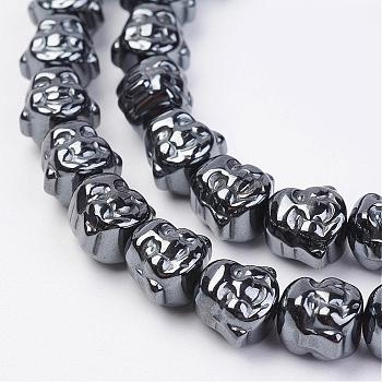 Non-magnetic Synthetic Hematite Beads Strands, Laughing Buddha Head, 8x8x7mm, Hole: 1mm, about 51pcs/strand, 15.74 inch