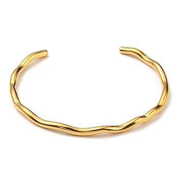 Ion Plating(IP) 304 Stainless Steel Cuff Bangles, Real 18K Gold Plated, Inner Diameter: 2x2-1/4 inch(5x5.8cm)