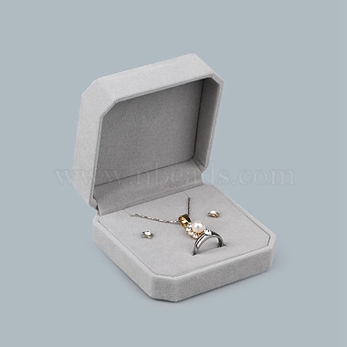 Light Grey Velvet Jewelry Set Boxes