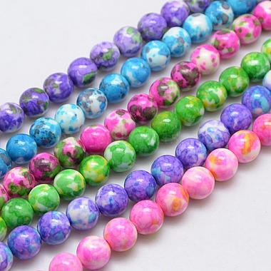 10mm Mixed Color Round White Jade Beads