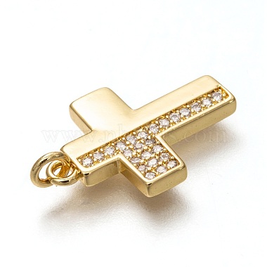 Brass Micro Pave Clear Cubic Zirconia Pendants(ZIRC-B002-20G)-3