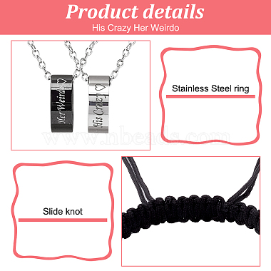 anattasoul 304 bracelets et bagues en perles tressées à maillons rectangulaires en acier inoxydable 201 colliers à pendentif en acier inoxydable(SJEW-AN0001-46)-3