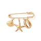 304 Stainless Steel Shell & Starfish Charms Safety Pin Brooch(JEWB-BR00083)-1