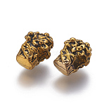 Tibetan Style Alloy Beads, Large Hole Beads, Antique Golden, 11.5x8x7.5mm, Hole: 4.5mm(PALLOY-O101-12AG)