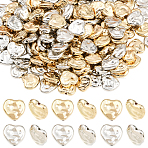 200Pcs 2 Colors CCB Plastic Beads, Heart, Platinum & Light Gold, 13.5x14x5mm, Hole: 1.6mm, 100pcs/color(CCB-PA0001-20)