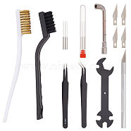 3D Printer Cleanning Tool Sets, Including Tweezers, Derusting Brush & Socket Wrench, Nozzle Cleaner, Service Wrenches, Carving Tools, Mixed Color(TOOL-OC0001-68)