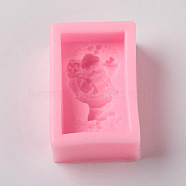 Food Grade DIY Silicone Molds, Fondant Molds, Baking Molds, Chocolate, Candy, Biscuits, Soap Making, Father Christmas, Pink, 86x56x34mm, Inner Size: 71x43mm(DIY-WH0166-12)
