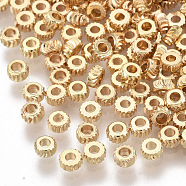 Brass Beads, Textured, Ring, Nickel Free, Real 18K Gold Plated, 3x1.5mm, Hole: 1mm(KK-T055-023G-NF)