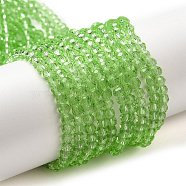 Transparent Glass Beads Strands, Faceted(32 Facets), Round, Lime, 3~3.5mm, Hole: 0.6mm, about 174~175pcs/strand, 21.18~21.34 inch(53.8~54.2cm)(EGLA-A035-T3mm-D09)