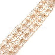 Burlap Ribbons, Gift Packaging Rope, Hollow Flower, Tan, 2 inch(50mm), about 5 Yards/Roll(OCOR-WH0064-74)