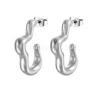 304 Stainless Steel Stud Earrings, Half Hoop Earrings, Cloud, Stainless Steel Color, 19x18mm(NX6000-01)