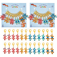 Gecko Stitch Markers, Alloy Enamel Crochet Lobster Clasp Charms, Locking Stitch Marker with Wine Glass Charm Ring, Mixed Color, 4.4cm, 6 colors, 2pcs/color, 12pcs/set(HJEW-AB00182)