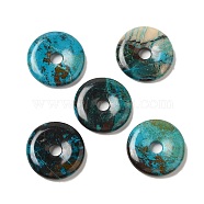 Natural Chrysocolla Pendants, Donut/Pi Disc Charms, 30~31x5.5~6.5mm, Hole: 6mm(G-F639-04J)