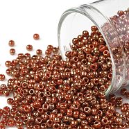 TOHO Round Seed Beads, Japanese Seed Beads, (1707) Gilded Marble Orange, 11/0, 2.2mm, Hole: 0.8mm, about 5555pcs/50g(SEED-XTR11-1707)