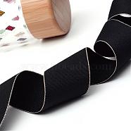 Polyester Grosgrain Ribbon, Black, 1-1/2 inch(38mm), about 100yards/roll(91.44m/roll)(OCOR-Q012-38mm-03)