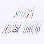 Braided Cotton Cord Bracelet Making, with Brass Lobster Claw Clasps and Extender Chains, with Rhinestone, Platinum, Mixed Color, 5-3/8 inch~5-1/2 inch(13.5~14cm), 3mm, Hole: 2mm(MAK-I006-P)
