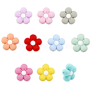 10Pcs 10 Colors Food Grade Eco-Friendly Silicone Beads, Chewing Beads For Teethers, DIY Nursing Necklaces Making, Flower, Mixed Color, 26x27x10mm, Hole: 2mm, 1pc/color(SIL-CA0001-84)