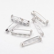 Iron Brooch Findings, Back Bar Pins, Silver Color Plated, 27mm long, 5mm wide, 7mm thick, Hole: about 1.5mm(X-E023Y-S)