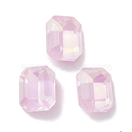 Glass Rhinestone Cabochons, Point Back & Back Plated, Faceted, Rectangle, Light Rose, 10x8x4.5mm(RGLA-G020-01E-508AM)