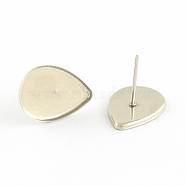 Earring Cabochon Settings 304 Stainless Steel Ear Studs Blank Settings, Stainless Steel Color, Teardrop Tray: 11x15mm, 15x11x1mm, Pin: 0.5mm(STAS-Q170-13)