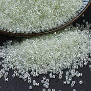 MIYUKI Delica Beads, Cylinder, Japanese Seed Beads, 11/0, (DB1474) Transparent Pale Green Mist Luster, 1.3x1.6mm, Hole: 0.8mm, about 2000pcs/10g(X-SEED-J020-DB1474)
