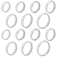 14Pcs 7 Size 304 Stainless Steel Simple Plain Band Finger Ring for Women, Stainless Steel Color, US Size 2 1/4(13.4mm)~US Size 12 1/4(21.5mm), 2Pcs/size(RJEW-DC0001-02)